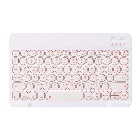 INI Totetype Portable Bluetooth 7-Color Backlit Keyboard for 10.2 (9th 8th 7th Generation), 9.7 Inch iPad, 10.9 iPad Air 5, 4th Gen, iPad Pro 11 12.9, iPad Mini, Android Windows All Tablet - White