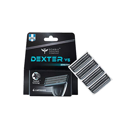 Bombay Shaving Company Dexter V6 set of 4 Senstitive Cartridges with FlexBlade Technology (Made in Israel)