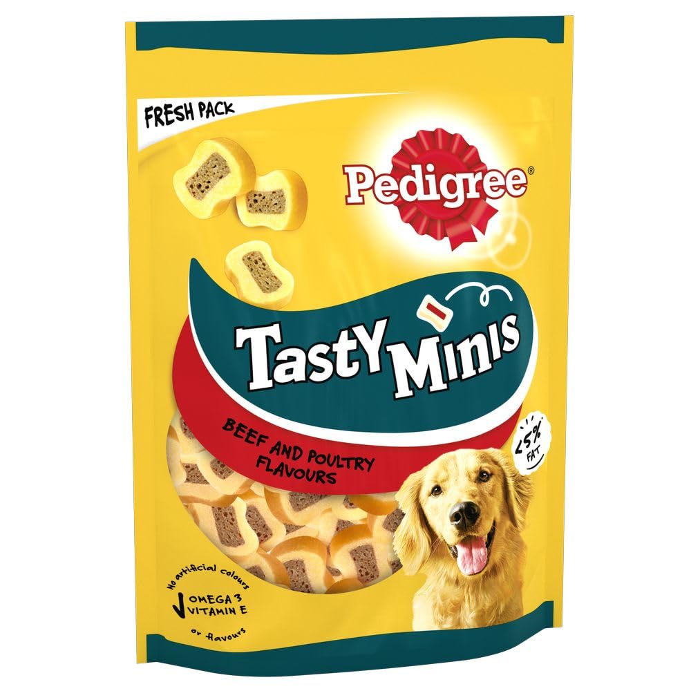 Pedigree Tasty Bites - Dog Treats Chewy Slices with Beef 155 g (Pack of 8)