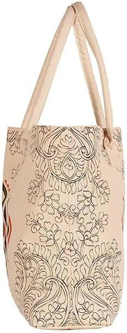 earthsave Products Cotton and Canvas Reusable Printed Bags (18.5 X 14.5 X 5.5 Inches, Off White)-1 Pieces