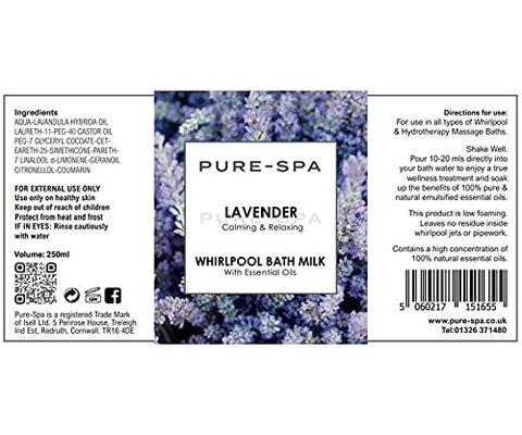 Pure-Spa Whirlpool Bath Milk with Lavender Essential Oils 250ml
