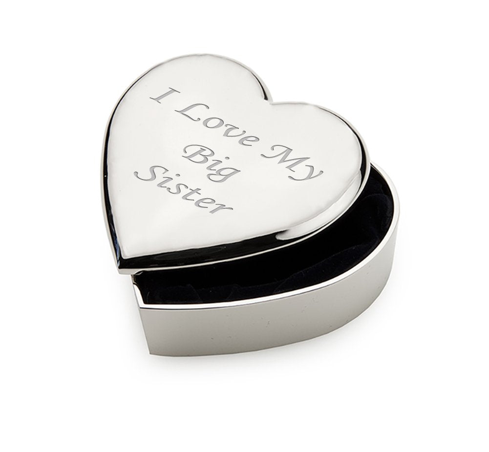 "I Love My Big Sister" Engraved - Heart Trinket/Jewellery Box