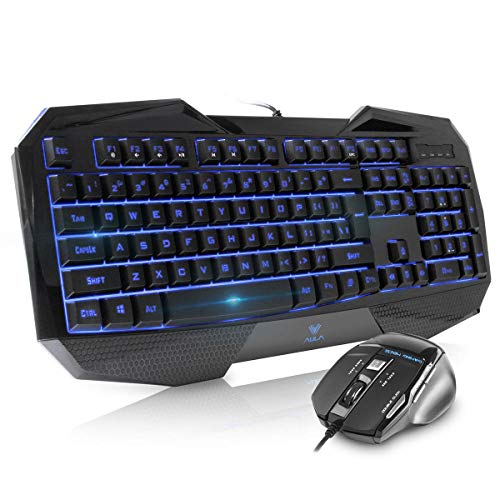 Beastron gaming keyboard and mouse combo,LED 104 Keys USB Ergonomic Wrist Rest Computer Keyboard USB Wired for Windows PC Gamers