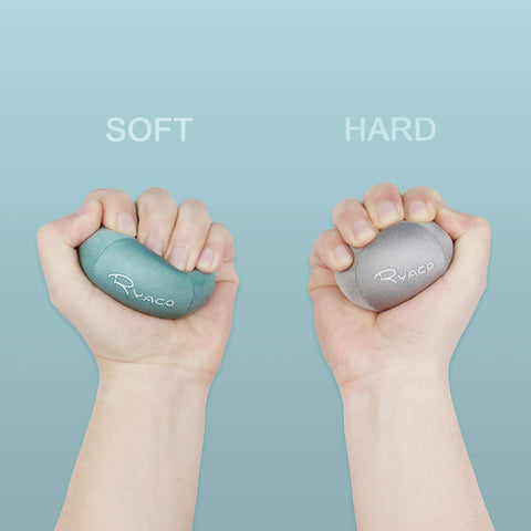 RYACO 2PCS Hand Exercise Gel Stress Balls Set, Soft & Hard Gel Balls Set of 2 for Adults & Kids - Anxiety Relief, Resistance Training, Easy Squeeze, Grip Strength