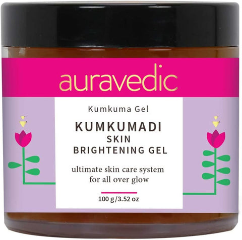 Auravedic Kumkumadi Skin Brightening Gel - A perfect way to start your day. Revive dull skin with natural kumkumadi and manjistha extracts 100 gms