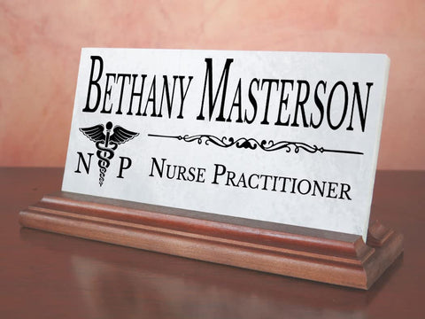 Nurse Practitioner Desk Name Plate Gift Custom Personalized Office Nameplate for Nurse Practitioners - for Desk Or Shelf - Solid Marble
