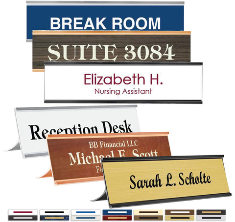 Name Plate for Desk, Desk Name Plate Personalized, Custom Door Name Plate for Doors, Wall, Office Desk. Desk/Wall Holder, Laser Engraved, 2" x 8", 18 Color Options, Made in USA by My Sign Center.