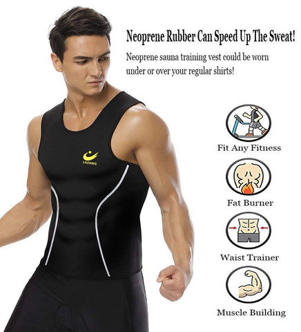 LAZAWG Men Sauna Vest - Waist Trainer Sweat Vest Body Shaper Sauna Suits Vests Neoprene Tank Top Workout Fitness Gym(Nior,XXL