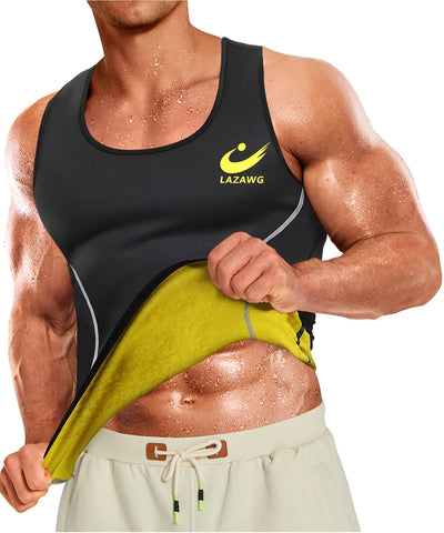 LAZAWG Men Sauna Vest - Waist Trainer Sweat Vest Body Shaper Sauna Suits Vests Neoprene Tank Top Workout Fitness Gym(Nior,XXL