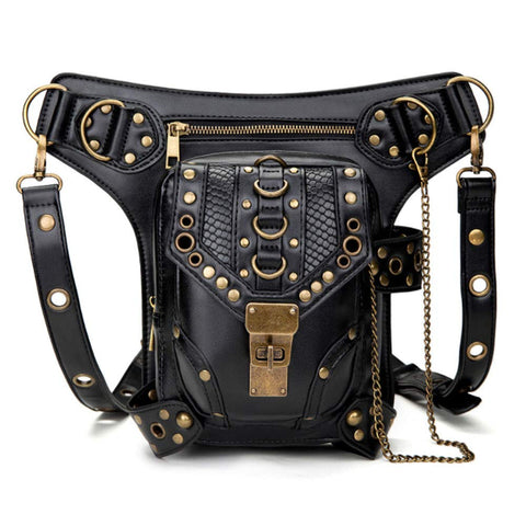 FiveloveTwo® Men Women Multi-purpose Tactical Drop Leg Arm Bag Pack Hip Belt Waist Messenger Shoulder Fanny Packs Steampunk Bag Wallet Purse Pouch Bag Black
