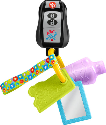 Fisher-Price Laugh & Learn Baby Travel Toy Play & Go Activity Keys with Learning Music, Teether & Mirror for Ages 6+ Months