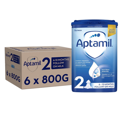 Aptamil 2 Follow On Baby Milk Powder, 6-12 Months, 800g (Pack of 6) - Packaging May Vary