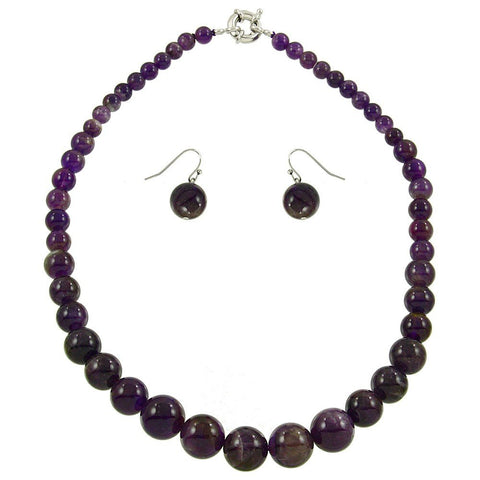 Falari Natural Gemstone Necklace Earring Set Malachite