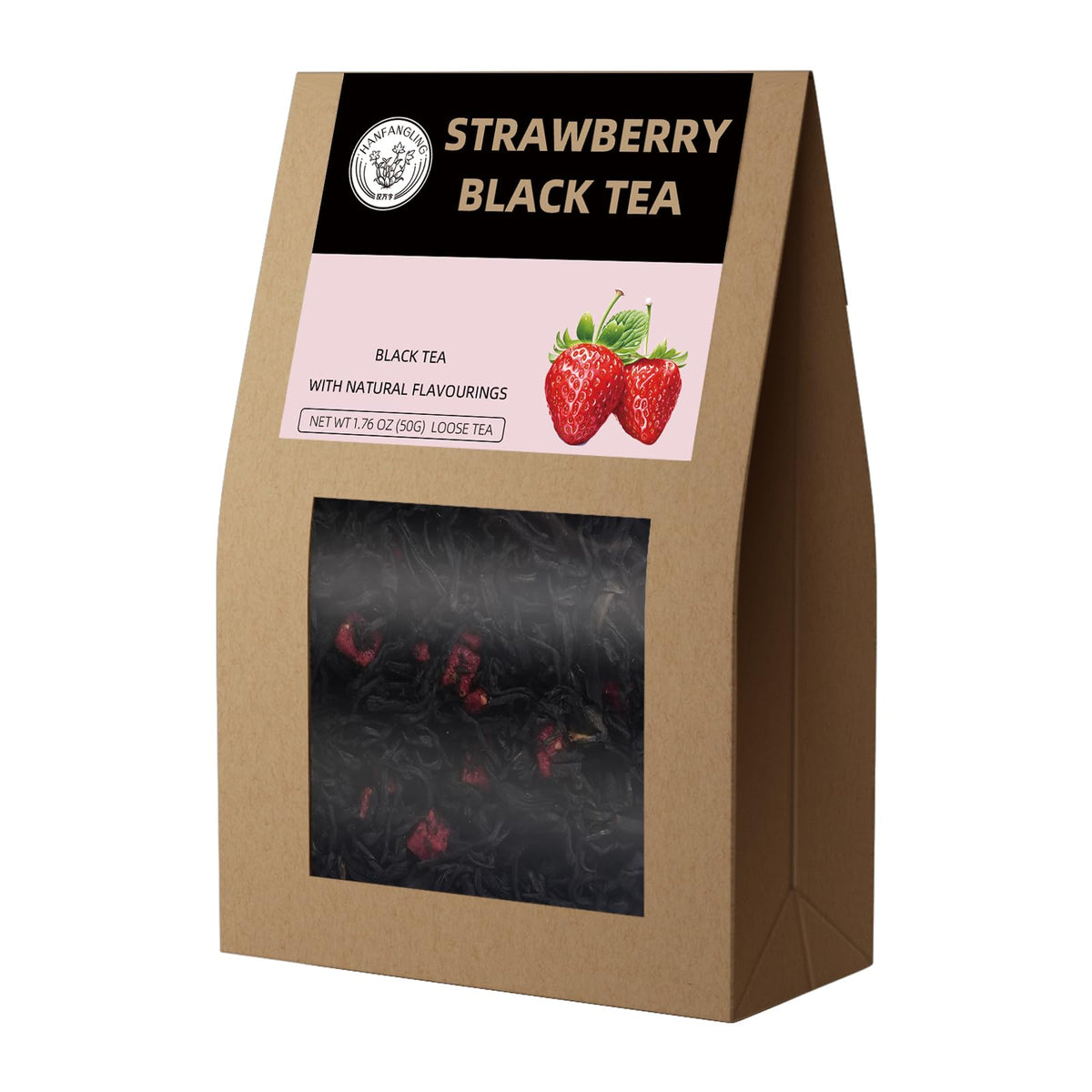 HANFANGLING Strawberry Black Tea, 100% Natural Loose Leaf, Promote Metabolism, Maintain Healthy Skin, Blend Of Strawberry Fruit Flavor And Black Tea Aroma