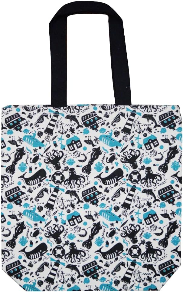 earthsave Canvas Tote Bag for Women | Printed Multipurpose Cotton Bags | Cute Hand Bag for Girls | Best for College, Travel, Grocery | Reusable Shopping Bag | Eco-Friendly Tote Bag Print : Otopus
