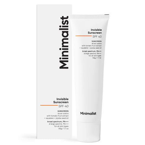 Minimalist Invisible Sunscreen For Oily Skin | SPF 40 PA+++ | Clinically Tested in USA (In-Vivo) | Water Resistant | Ultra Light Gel | Matte Finish | No White Cast | Sweat Resistant | For Women & Men | 50 gm