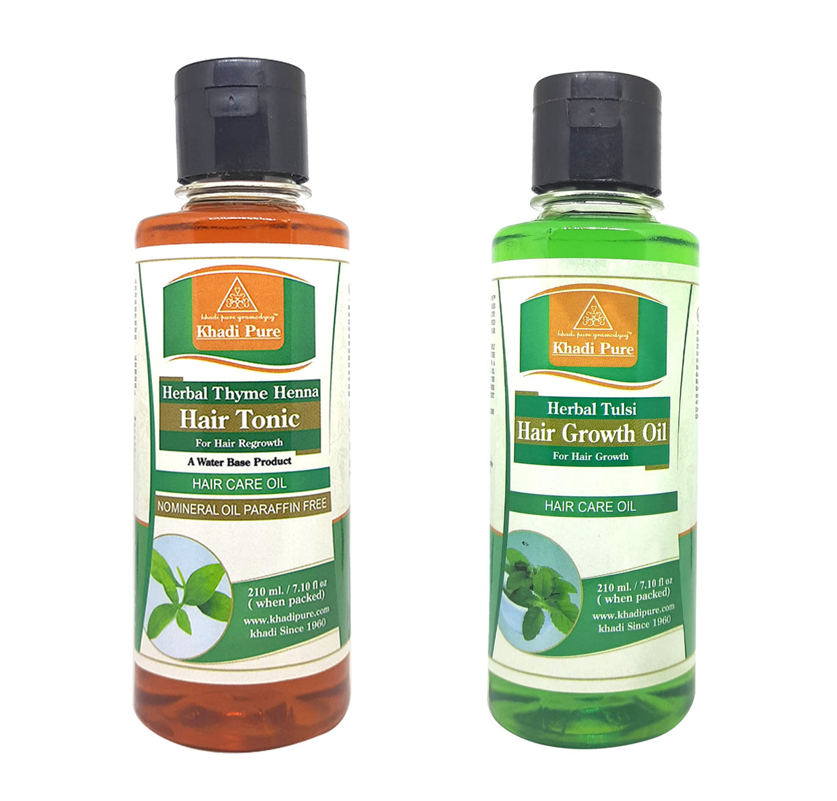 Khadi Pure Thyme Henna Sls & Tulsi Hair Growth Hair Oil, 210 ml (Pack of 2)