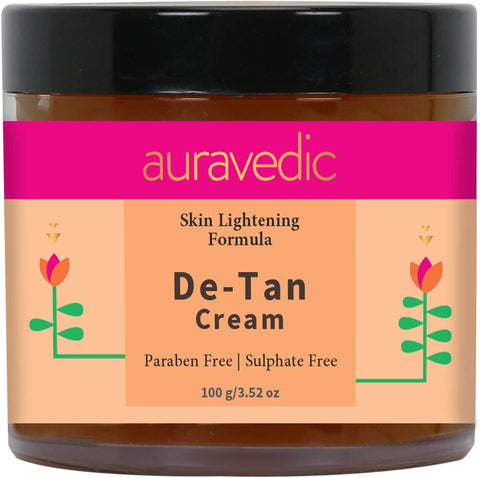 Auravedic Natural Detan Cream Anti-tan Cream for Glowing Skin De Tan cream for Men Women with Turmeric Licorice Papaya 100gm ayurvedic face cream for women men