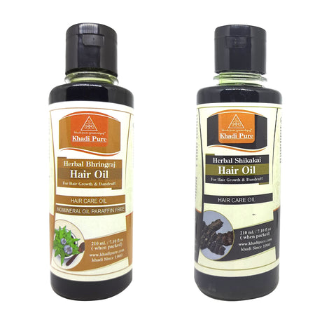Khadi Pure Shikakai & Bhringraj Sls Hair Oil, 210 ml (Pack of 2)