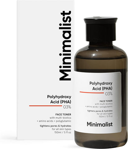 Minimalist PHA 3% Alcohol Free Toner, 150 ml | Pore Tightening & Mild Exfoliation For Oily, Acne Prone, Sensitive & Normal Skin | Hydrating Face Toner For Glowing Skin