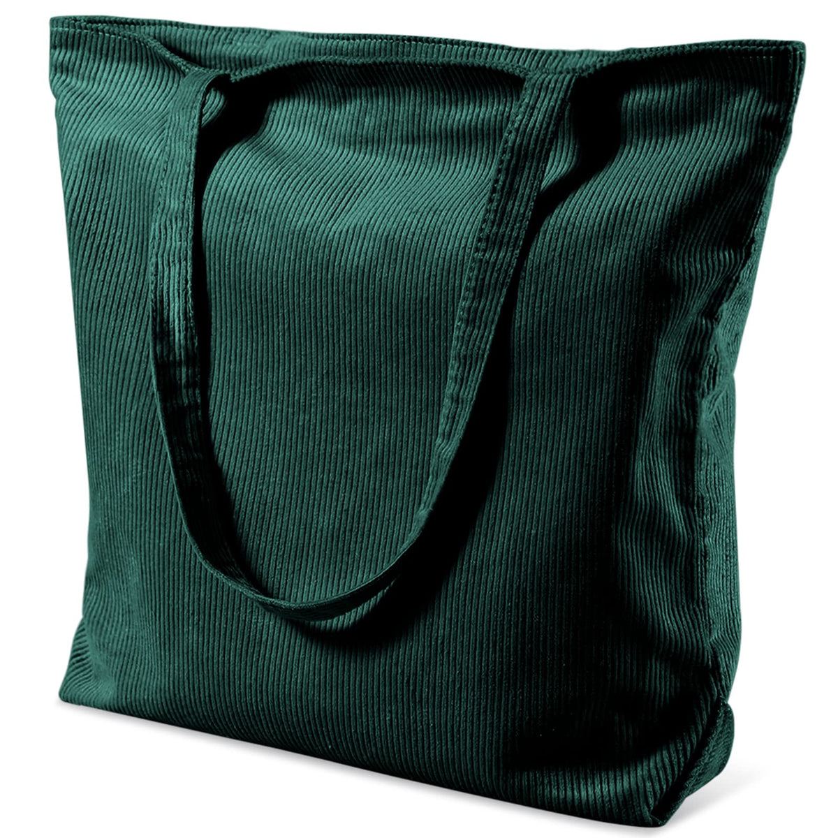 TTIAISHLE® Large Ladies Corduroy Bag with Zipper, Tote Bag,Shoulder Bag,Fabric Bag Jute Bag aesthetic,Handbag Shoulder Bags for Work Office Travel Shopping (dark green)