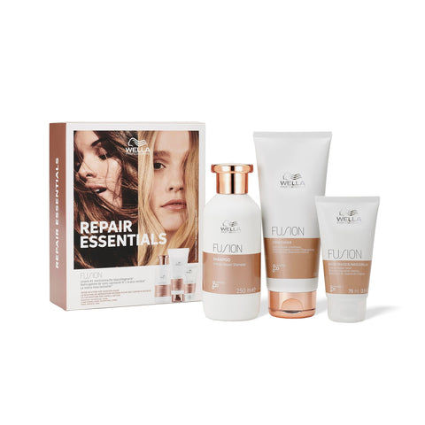 Wella Professionals Fusion Intense Repair & Protect Essentials Hair Care Gift Set for Dry & Damaged Hair, Boost Shine & Protect Hair Against Breakage, Shampoo, Conditioner & Hair Mask