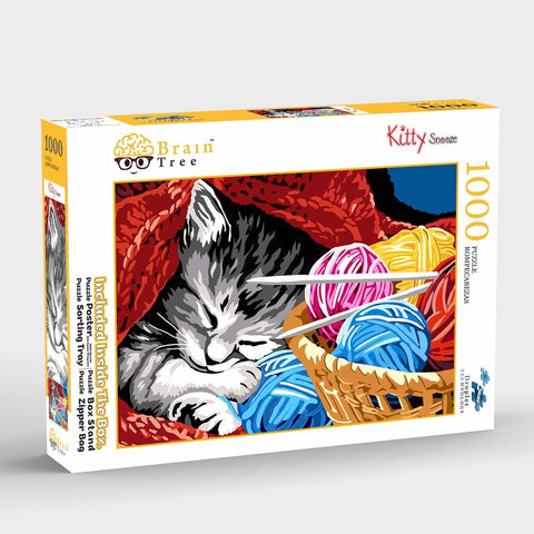 Brain Tree - Kitty Snooze 1000 Piece Puzzle for Adults - Unique Puzzles for Adults 1000 Pieces and up with Droplet Technology for Anti Glare & Soft Touch - 27.5ÃƒÆ’Ã‚Â¢ÃƒÂ¢Ã¢â‚¬Å¡Ã‚Â¬Ãƒâ€šÃ‚ÂLx19.5ÃƒÆ’Ã‚Â¢ÃƒÂ¢Ã¢â‚¬Å¡Ã‚Â¬Ãƒâ€šÃ‚ÂW