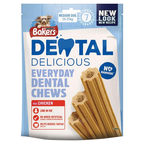 Bakers Dental Delicious Medium Dog Treats Chiclen 7 per pack (PACK OF 6)