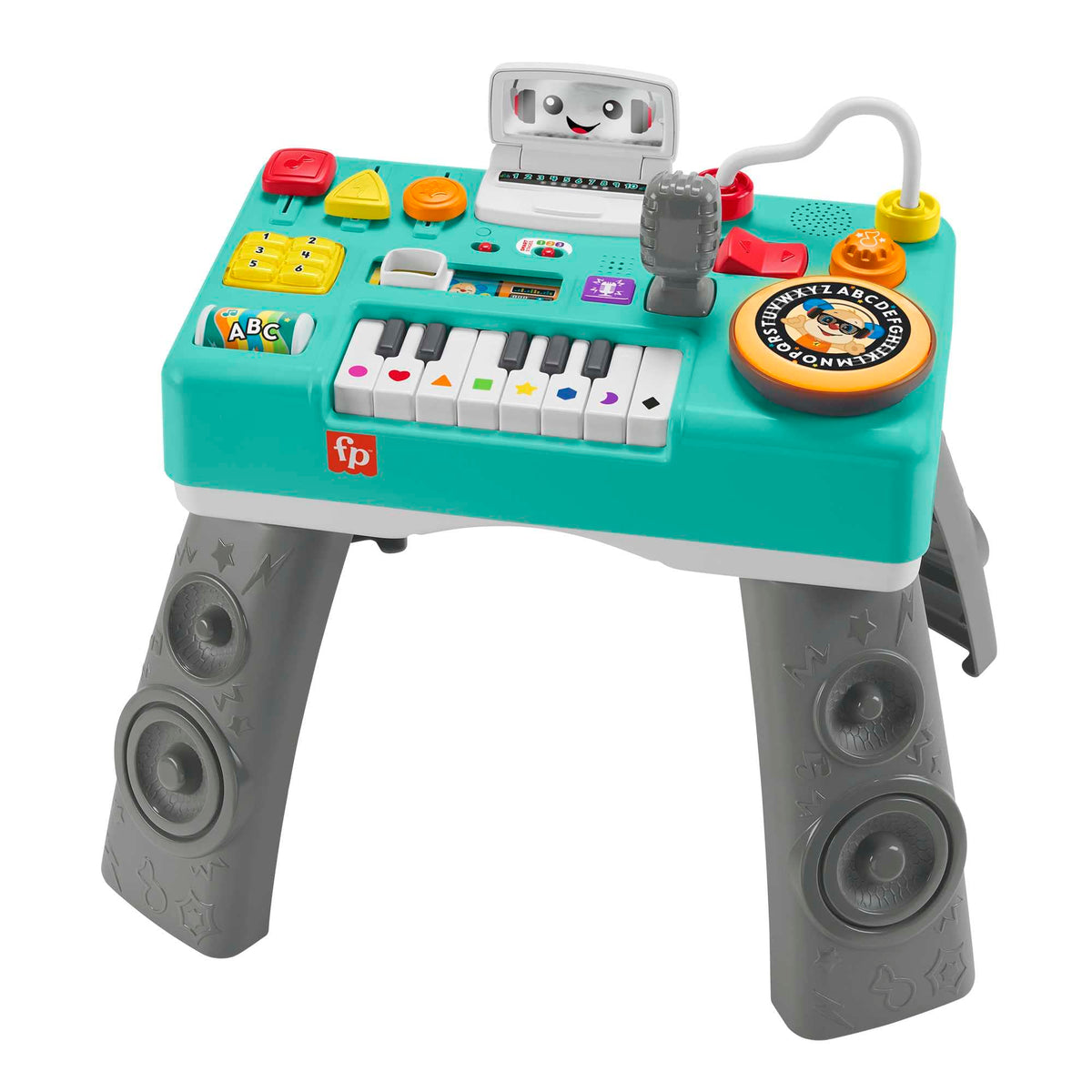 Fisher-Price Learning Fun DJ Game Table - Musical Learning Toy with 3 Piano Play Modes, Lights, 12 Motor Activities and 100+ Songs and Tones, Speaks German, from 6 Months / 1 Year, HRB63