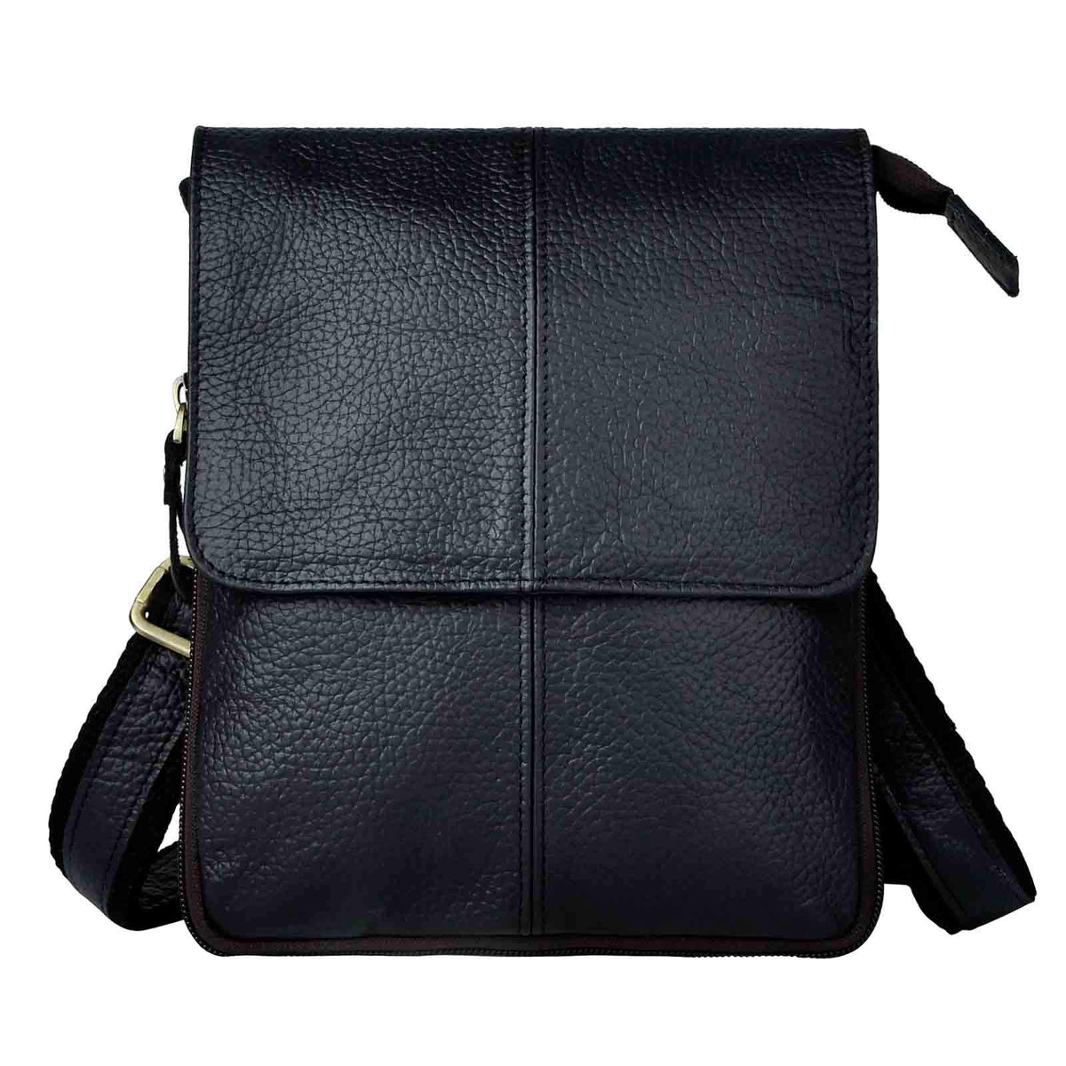 Leaokuu Men Genuine Leather Coffee Travel Hip Bum Fanny Belt Waist Pack Small Satchel Messenger Bag Phone Pouch 8713 (8713 The Black)