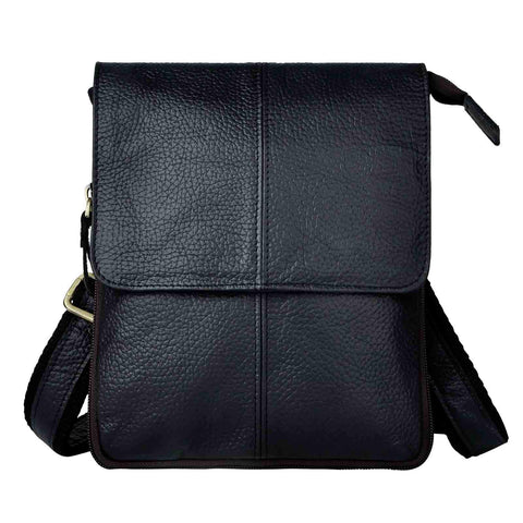 Leaokuu Men Genuine Leather Coffee Travel Hip Bum Fanny Belt Waist Pack Small Satchel Messenger Bag Phone Pouch 8713 (8713 The Black)
