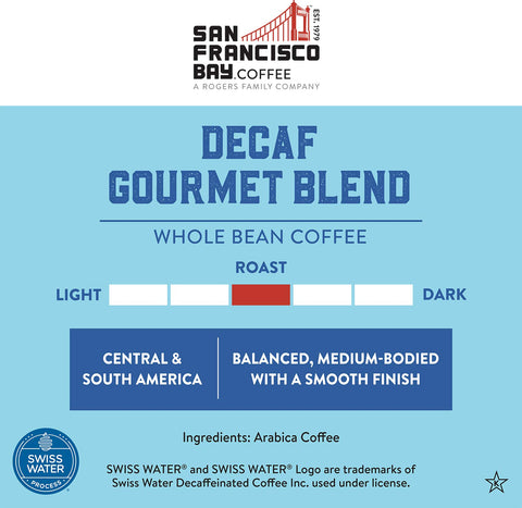San Francisco Bay Coffee DECAF Gourmet Blend, Whole Bean, 908g