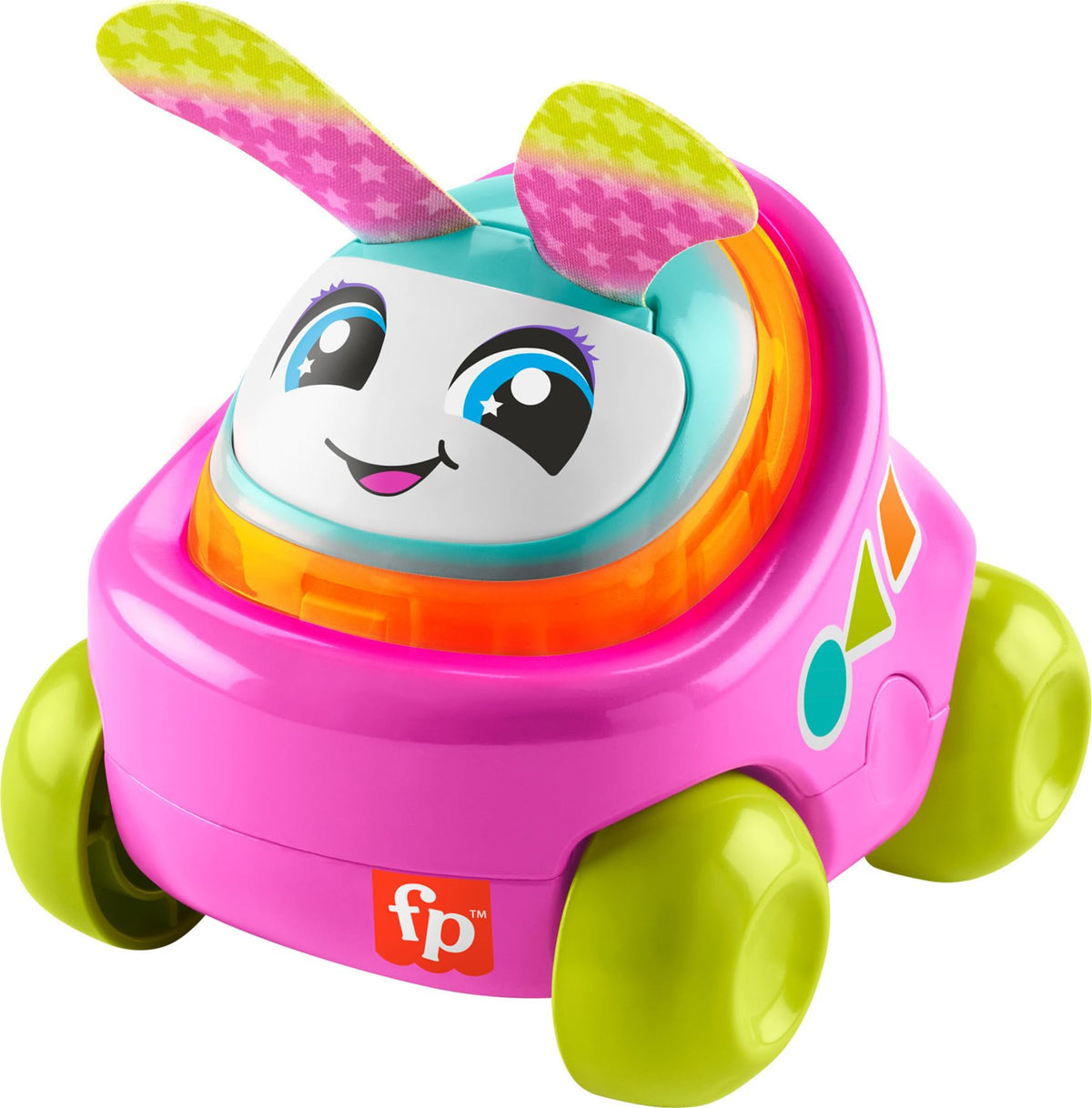 Fisher-Price DJ Buggy Baby Toy Car with Lights Music Sounds and Learning Songs for Crawling Play, Pink