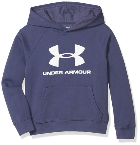 Under Armour Boys Rival Logo Hoodie, Blue Ink (497)/White, Youth Small