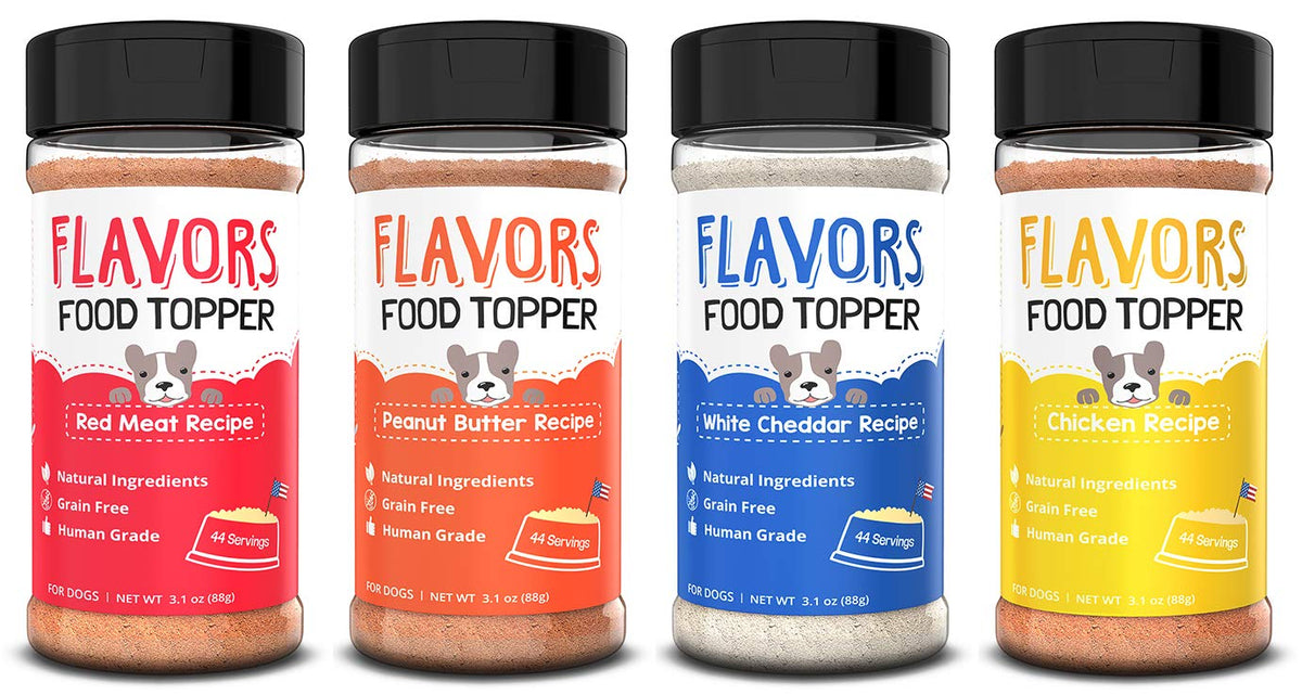 BEAUMONT BASICS Flavors Food Topper for Dogs - All 4 Recipes Gift Pack - Natural, Grain Free - Perfect Seasoning, Gravy, and Kibble Sprinkle for Picky Dog- 3.1oz Bottles