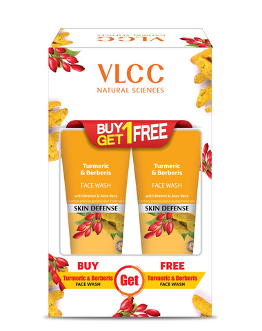 VLCC Turmeric & Berberis Face Wash -150ml X 2 - Buy One Get One (300ml) - Refreshing, Rejuvenating, and Brightening | With Turmeric & Berberis, Mulberry Extract, and Orange Peel Extract