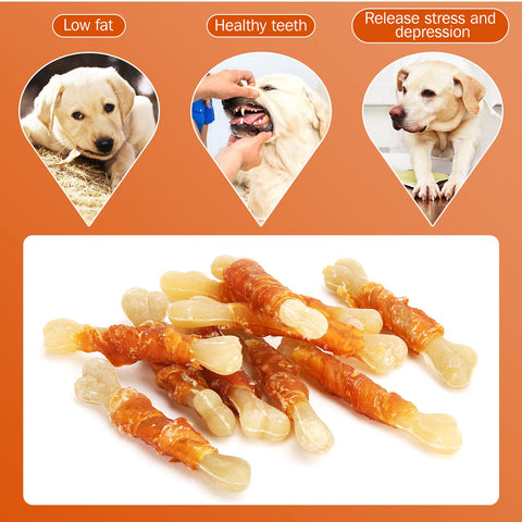 UrbanX HealthyBones Rawhide Free Healthy Foods for Australian Shepherd and Other Large Herding Dogs, Chicken Wrapped Sticks Dog Foods, Soft Chewy Foods for Training Rewards, 7 Count