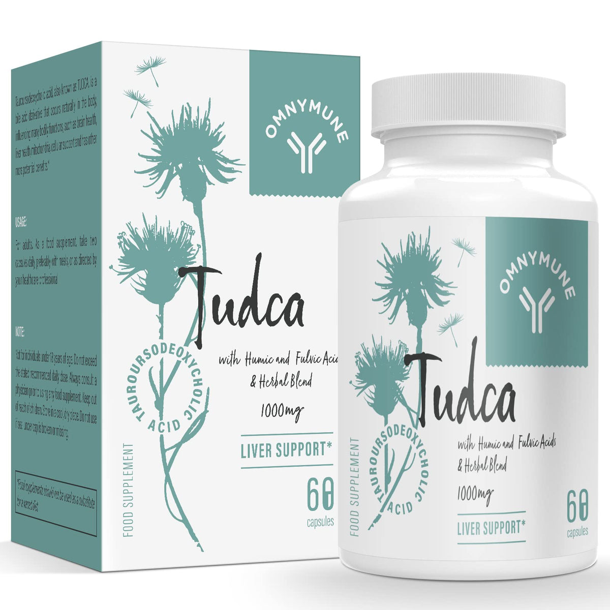 Tudca Liver Support Supplement,Tauroursodeoxycholic Acid Complex 1000mg Per Servings, Bile Salts for Detox Cleanse & Repair,Kidney,Gallbladder,60 Capsules