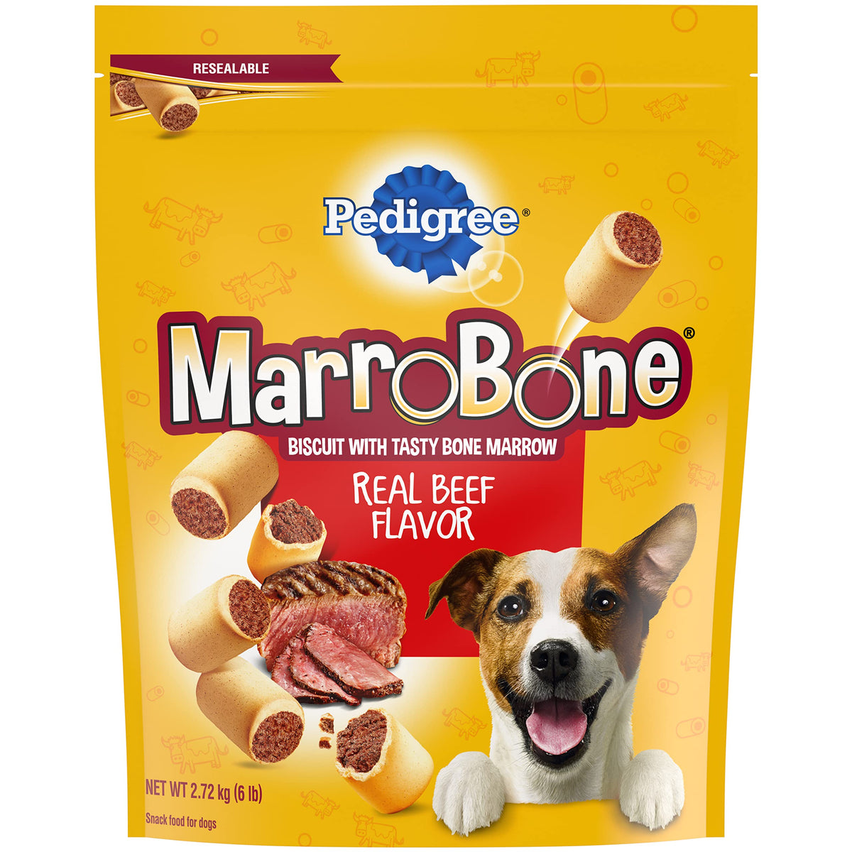 PEDIGREE MARROBONE Dog Treats Real Beef Flavor Crunchy Dog Biscuit, 6 lb. Pack