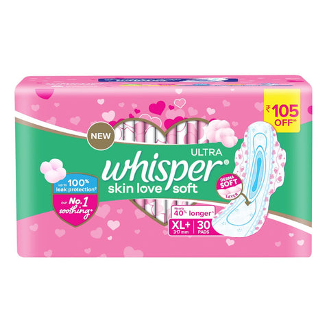 Whisper Ultra Soft Sanitary Pads XL Plus 30 Units