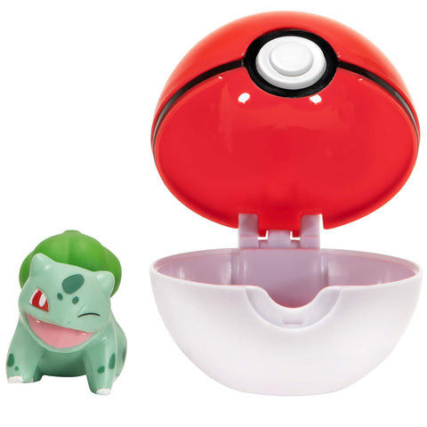 Pokemon Official Bulbasaur Clip and Go, Comes with Bulbasaur Action Figure and PokÃƒÆ’Ã‚Â© Ball,Red,white 2 inch