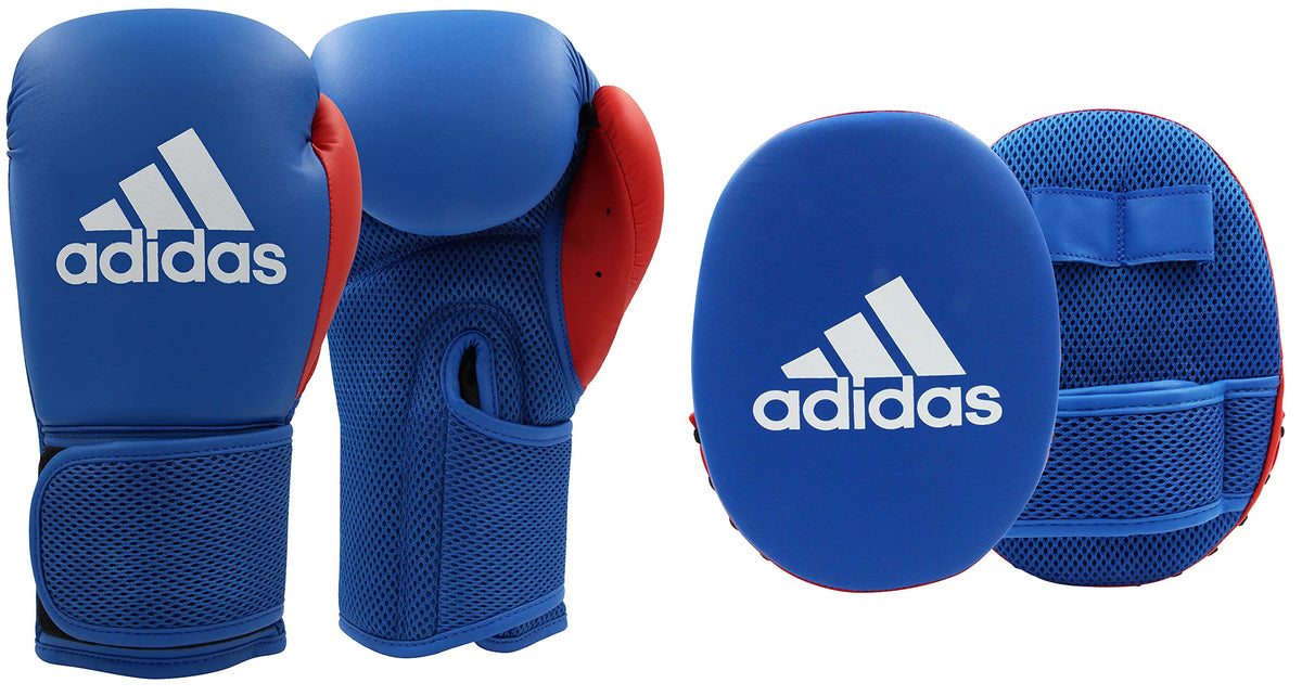 Adidas Boxing Gloves And Focus Mitts Set Adult Men Women Kids Fitness Training Workout Gym Pads 10oz 6oz (Kids)