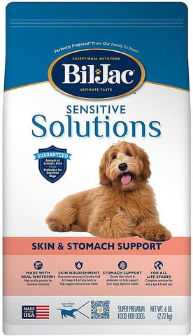 Bil-Jac Sensitive Stomach Dog Food Dry 6 lb Bag (2-Pack) - Sensitive Solutions Formula with Whitefish - Small or Large Breed - Super Premium Since 1947