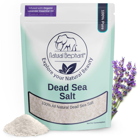 Natural Elephant Dead Sea Lavender Bath Salt Bathing and Foot Soak for Relaxing and Nourishing- 100% Pure with Organic Lavender Essential Oil - Medium Coarse Grain (5 lb (80 oz) Bag)