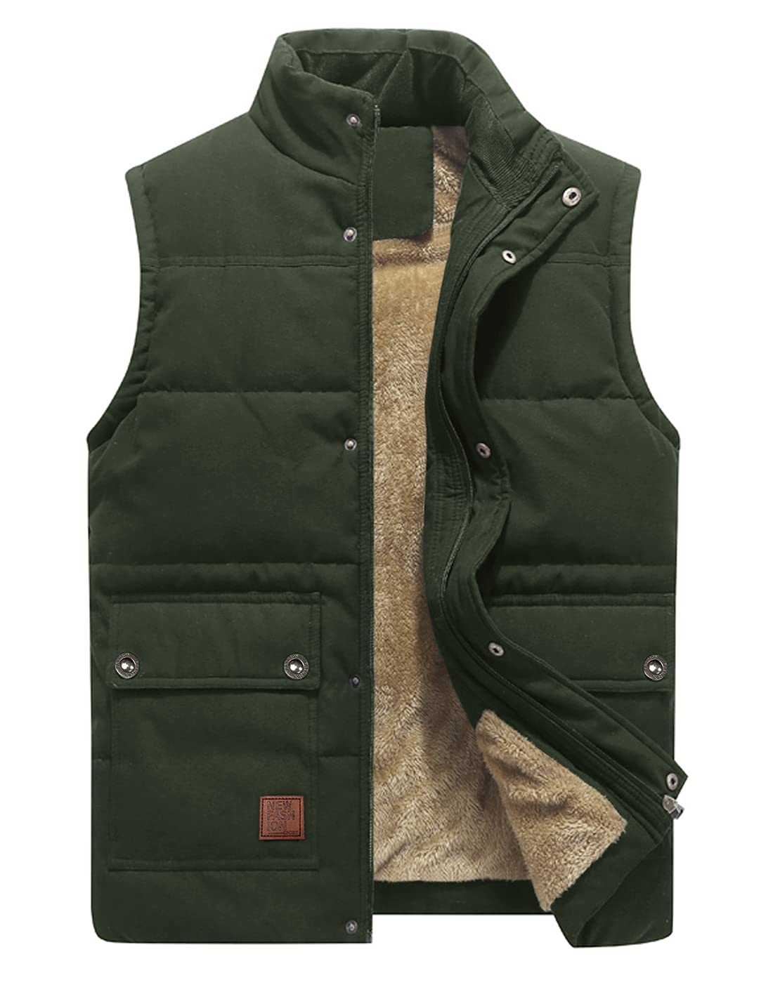 KEFITEVD Mens Warm Fishing Body Warmer Spring Winter Photography Hunting Gilet Fleece Waistcoat Green, 2XL