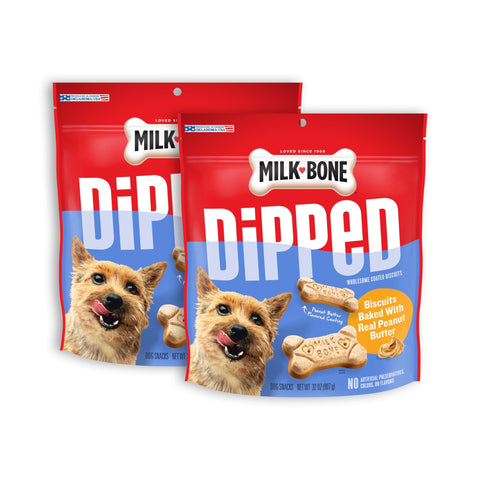 Milk-Bone Dipped Dog Biscuits Baked With Real Peanut Butter, 32 Ounces (Pack of 2)