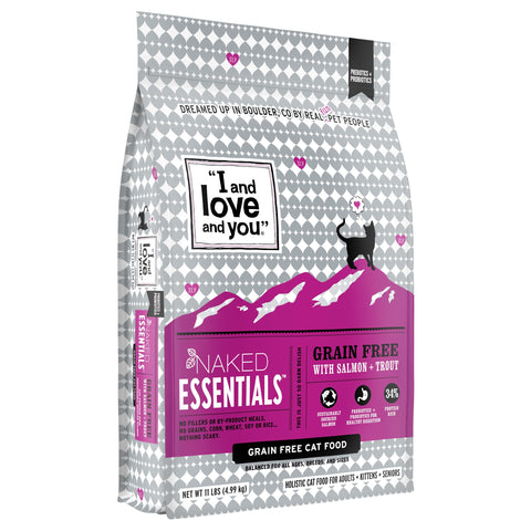 "I and love and you" Naked Essentials Dry Cat Food - Grain Free Kibble, Salmon + Trout, 11-Pound Bag (F14110)