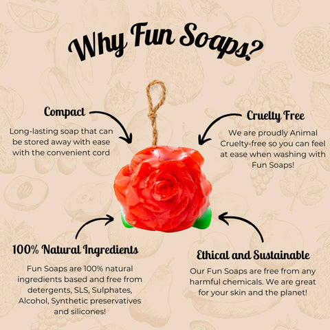 Fun Soaps Romantic Rose Flower: Vegan 3-Pack Hand & Body Wash - Natural Ingredients, Kid-Friendly, Long-Lasting Foam & Captivating Fragrance.