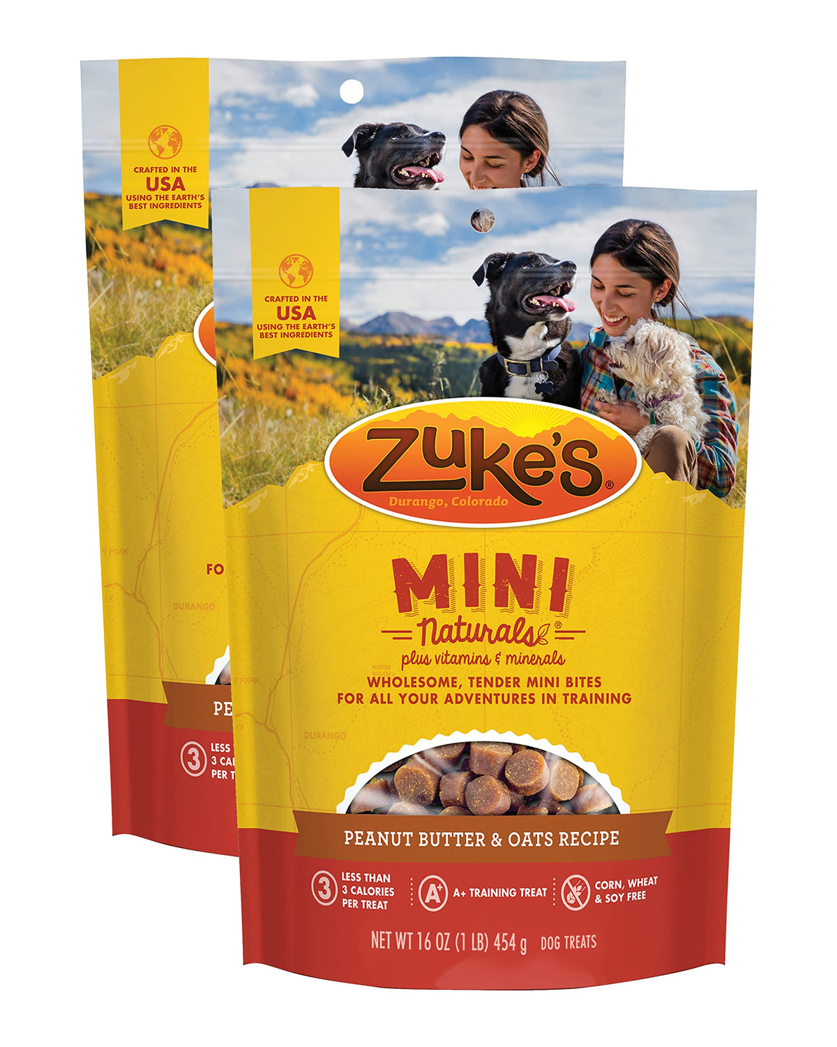 Zuke's Mini Naturals Dog Training Treats, Salmon Recipe, Soft Mini Dog Treats with Vitamins & Minerals, Made for All Breed Sizes (Peanut Butter, 16 Ounce (Pack of 2))
