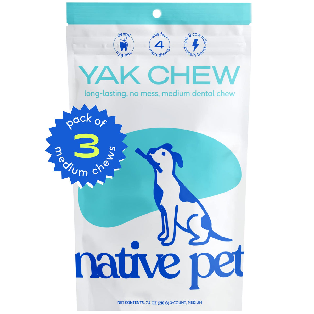 Native Pet Yak Chews (3 Medium Chews)